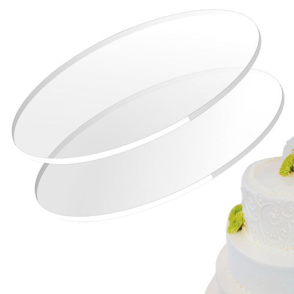 2Pcs Cake Plates Non-Sticky Reused Acrylic Buttercream Cake Discs for Cakes  Serving Clear Acrylic 