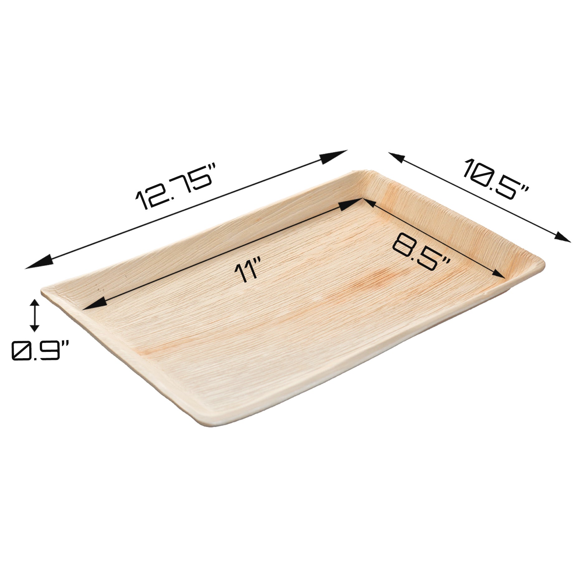 Eco-gecko 100 Disposable 13"x10.5" Rectangle Palm Leaf Trays