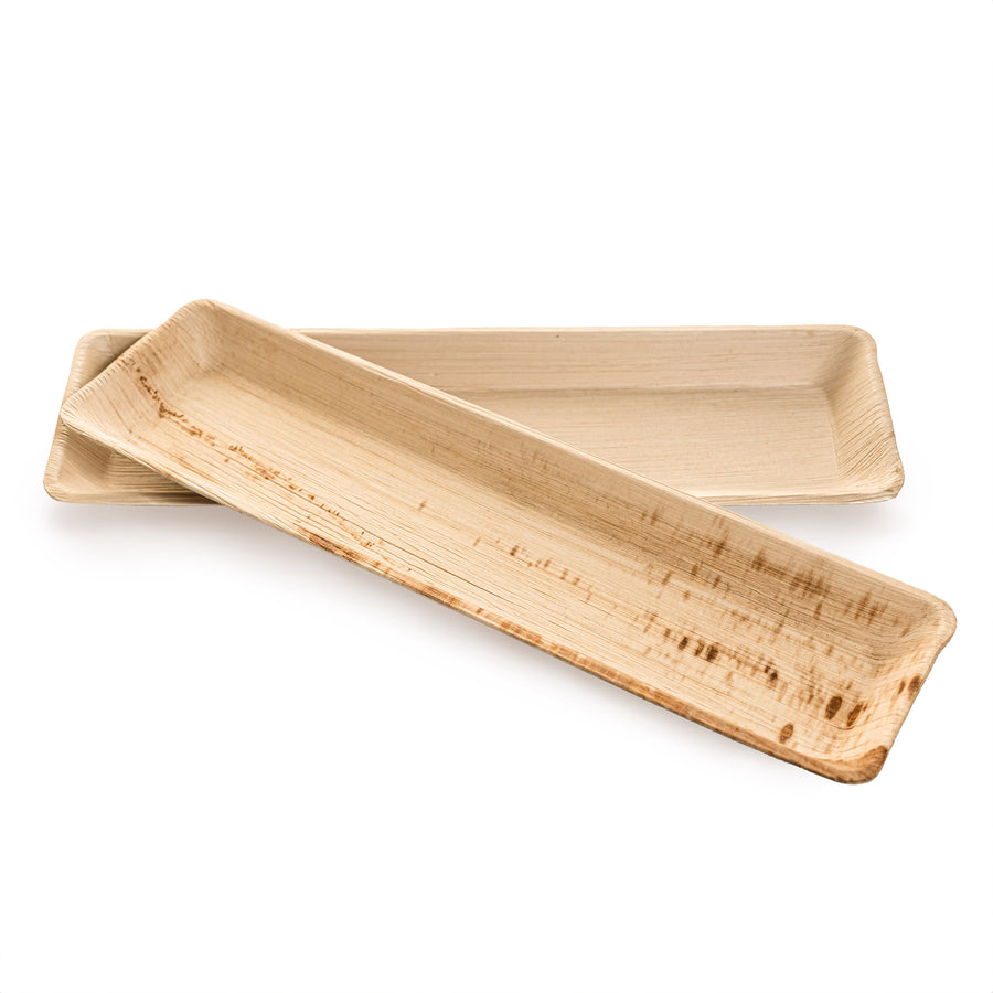 Eco-gecko 100 Disposable 13"x4" Rectangle Palm Leaf Trays
