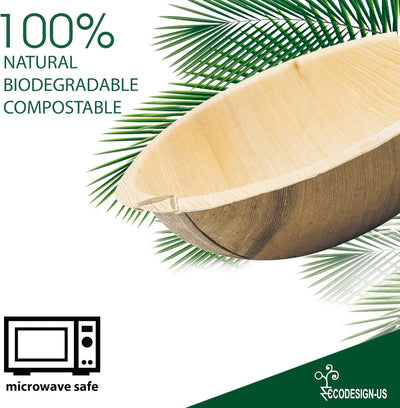 Eco-gecko 100 Disposable 8.5" Round Palm Leaf Serving Bowls