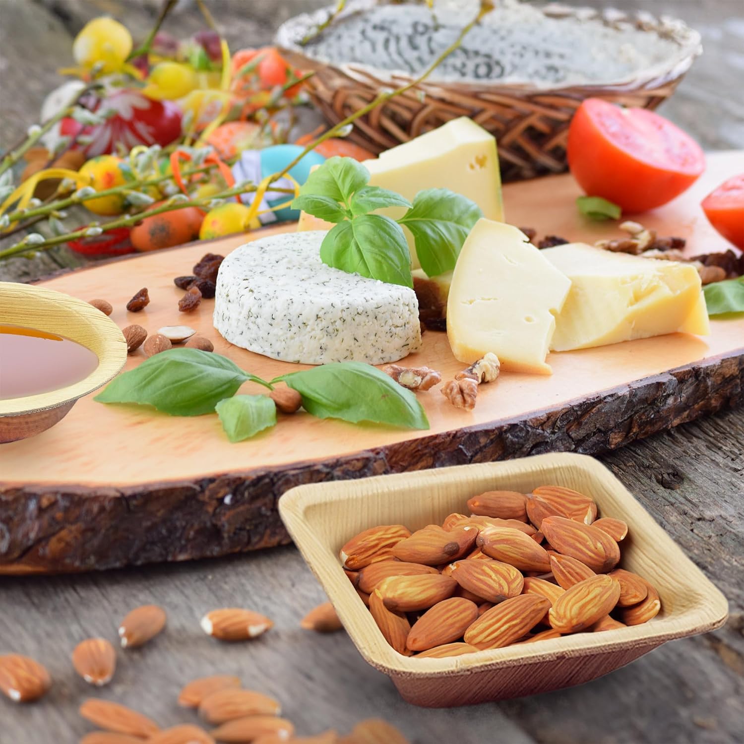 Eco-gecko 200 Disposable 4" Square Palm Leaf Bowls