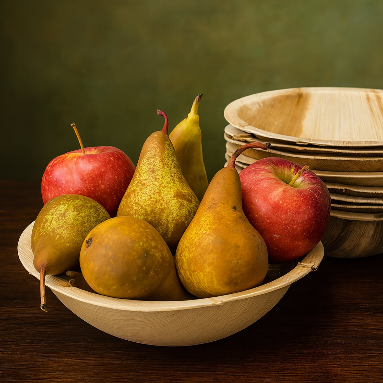 Eco-gecko 100 Disposable 8.5" Round Palm Leaf Serving Bowls