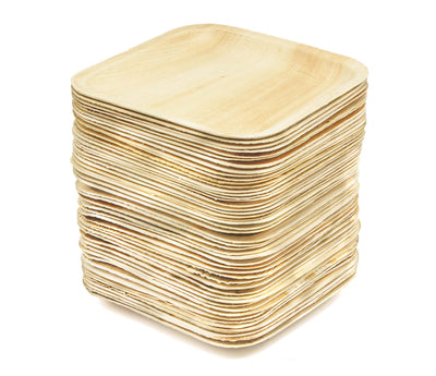 Eco-gecko 100 Disposable 8" Square Palm Leaf Plates