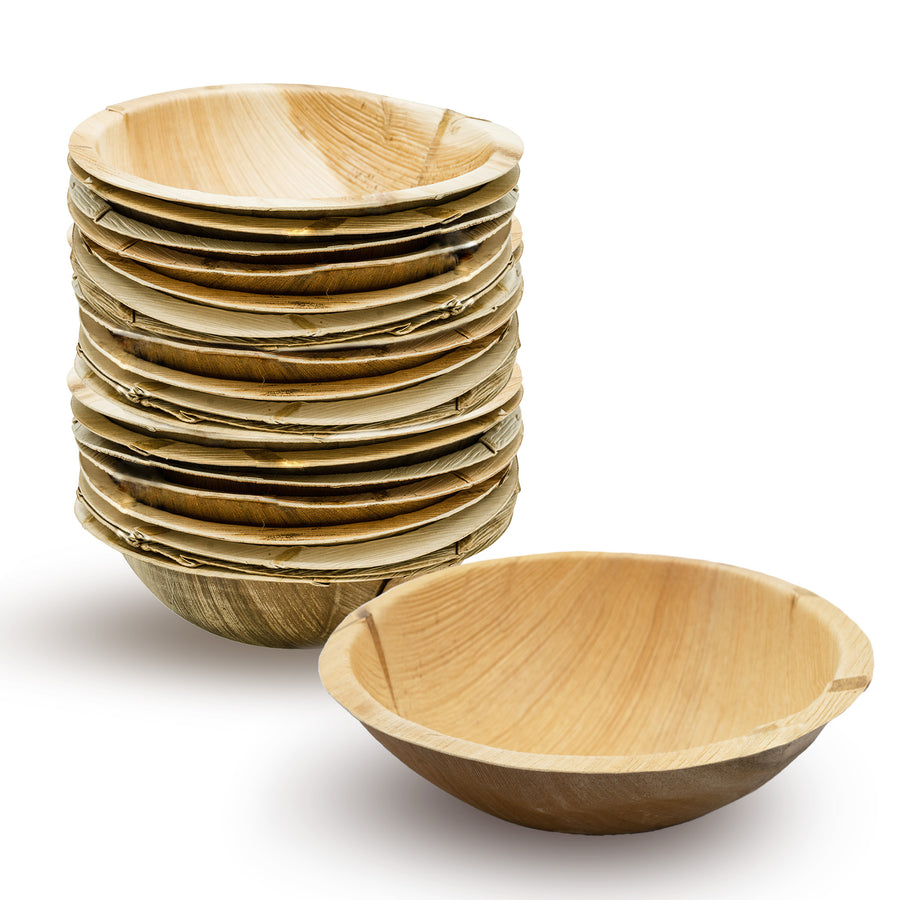 Eco-gecko 100 Disposable 8.5" Round Palm Leaf Serving Bowls
