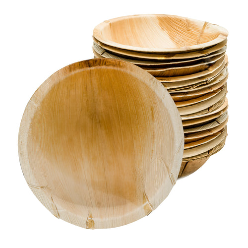Eco-gecko 100 Disposable 8.5" Round Palm Leaf Serving Bowls