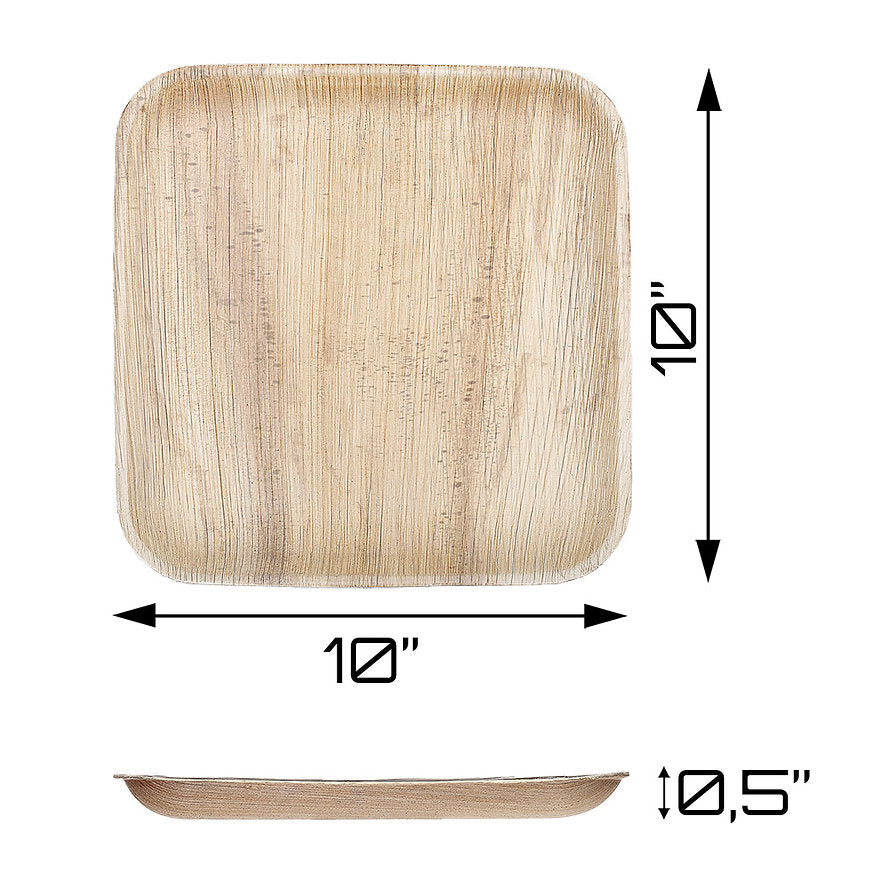 Eco-gecko Bulk 100-Pack 10" Palm Leaf Plates – Disposable & Compostable