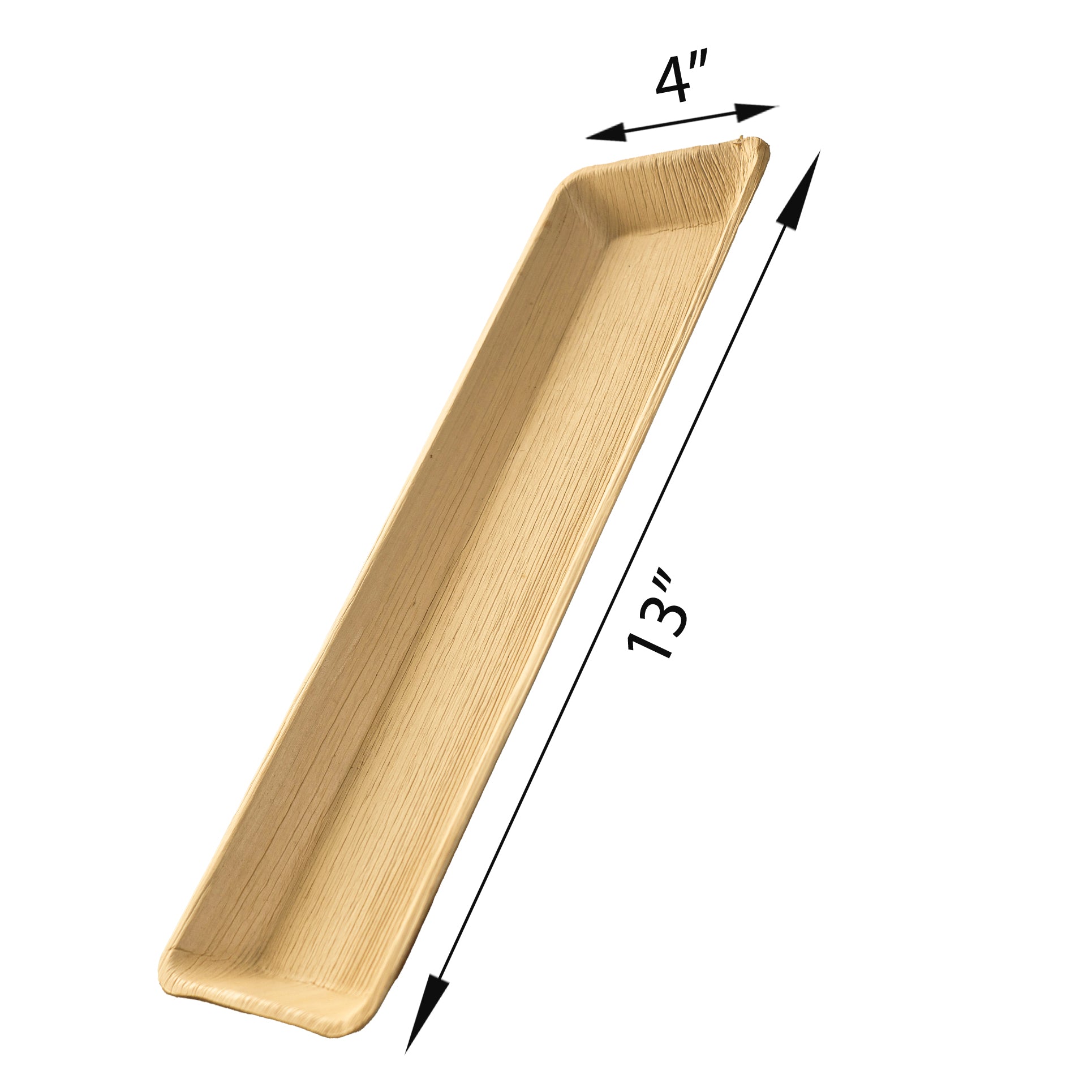 Eco-gecko 100 Disposable 13"x4" Rectangle Palm Leaf Trays