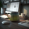 Large Pottery Coffee Mug 24 oz - Jumbo Tea Cup - Oversized Ceramic Soup Mug with Handle - 1 PCS (Green to Blue)