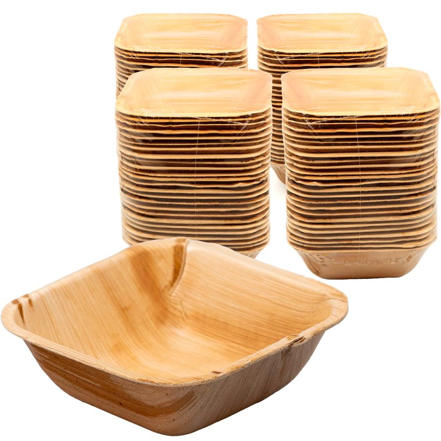 Eco-gecko 100 Disposable 5" Square Palm Leaf Bowls
