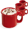 Red Coffee Mug - Ceramic - set of 4 - Cozy Hot Tea Milk Chocolate Cocoa Holiday Mugs w/Coasters
