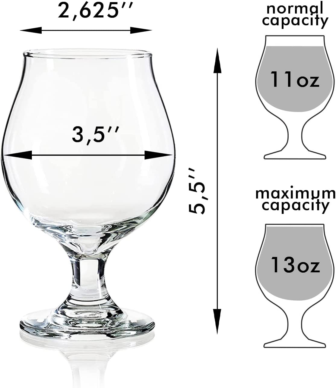 Beer Glass Belgian Style Stemmed Tulip - 13 oz Lambic Beer Glasses - set of 2 w/ coasters