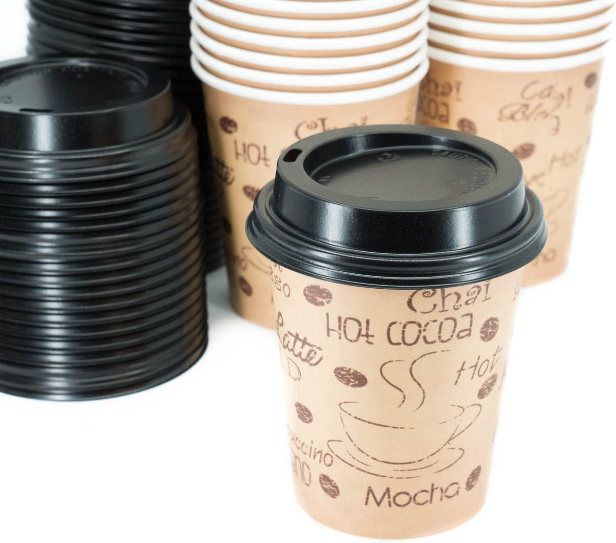10 Ounce Disposable Paper Coffee Hot Cups with Black Lids - 50 Sets - -  ecodesign-us
