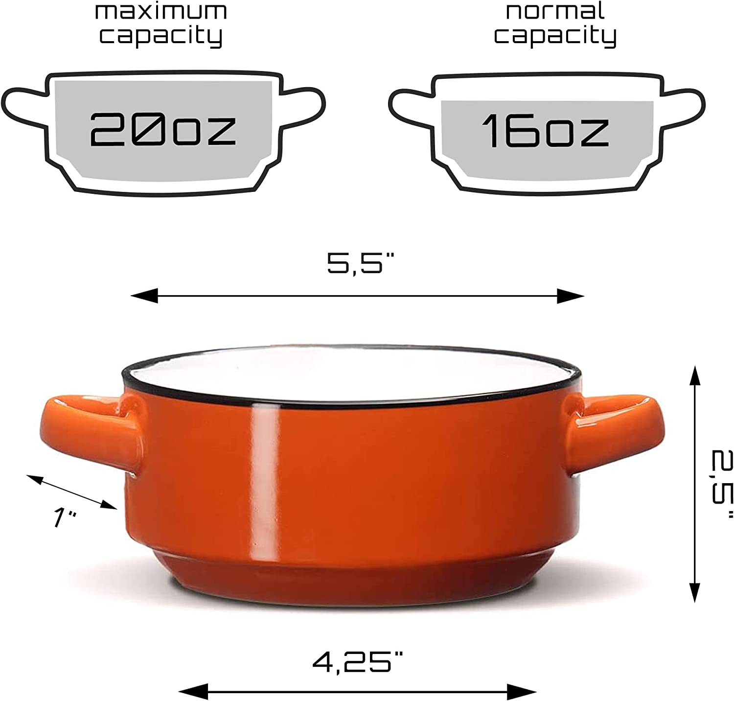 Soup Bowls with Handles and Lids Ceramic Polka Dot Set of 2 Orange