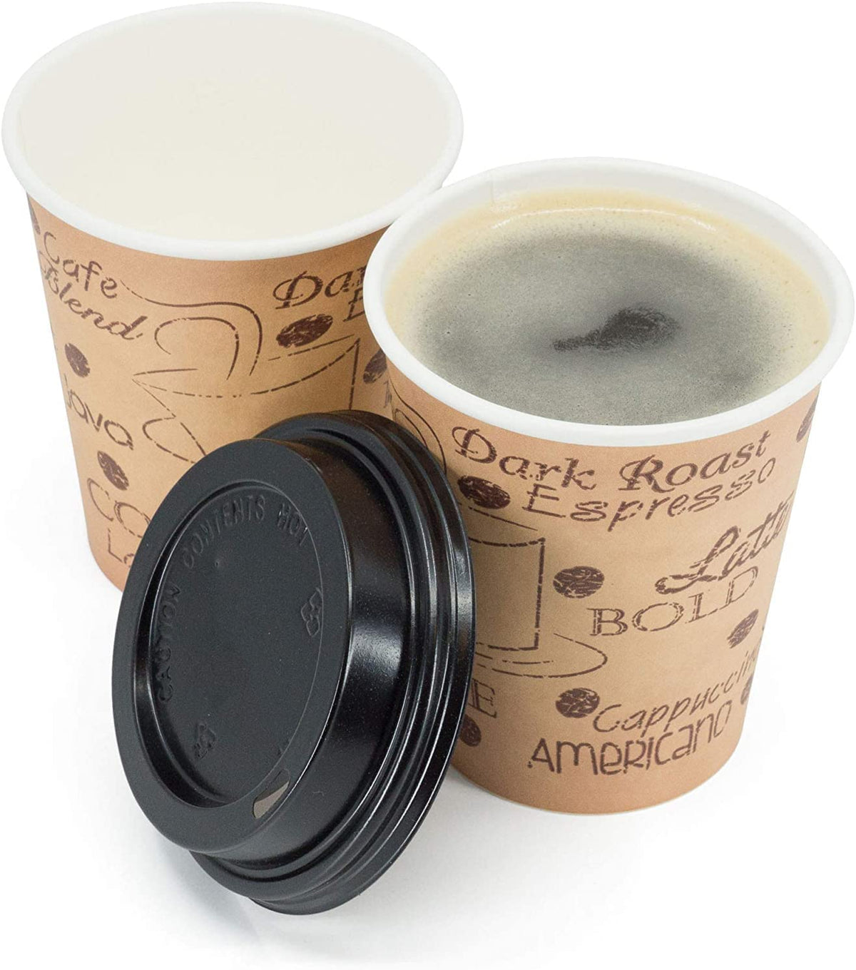 [100 Pack] 10 oz Disposable Paper Coffee Cups with Black Lids, to Go Coffee Cups with Lids for Hot and Cold Beverage, on The Go Cups for Coffee, Hot