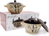 Bake & Serve - Large Ceramic Soup Bowls With Handles - 30 Ounce - Set of 2 - Oven-, Microwave and Dishwasher Safe Pots with Lids