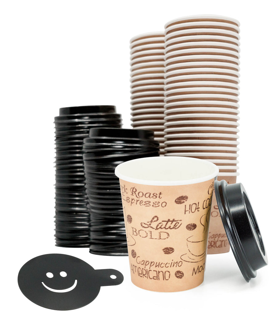 50 Sets Paper Coffee Cups with Lids 12 Oz, Includes Sleeves & Stirrers,  Disposable Coffee Cups with …See more 50 Sets Paper Coffee Cups with Lids  12