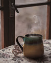 Pottery Coffee Mug 16 oz - Ceramic Tea Cup - Soup Mug with Handle - 1 PCS (Blue to Tan)
