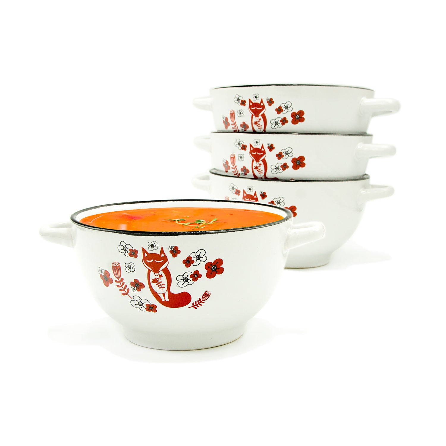 Bake & Serve - Large Ceramic Soup Bowls With Handles - 30 Ounce - Set -  ecodesign-us