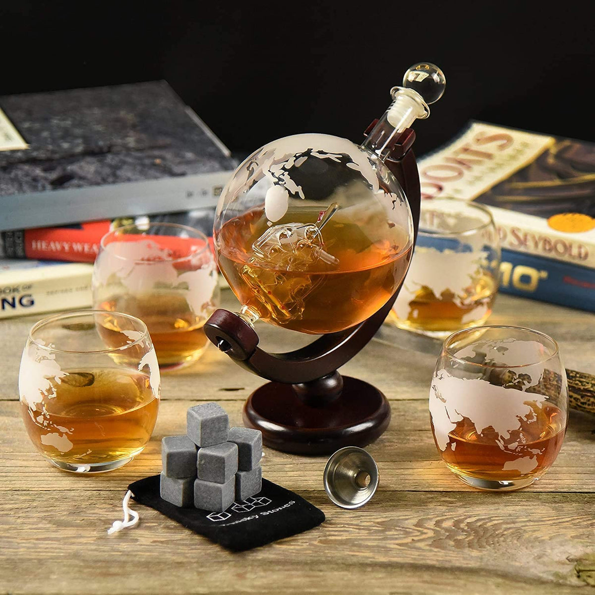 30 oz. Whiskey Decanter Set with Globe Glasses