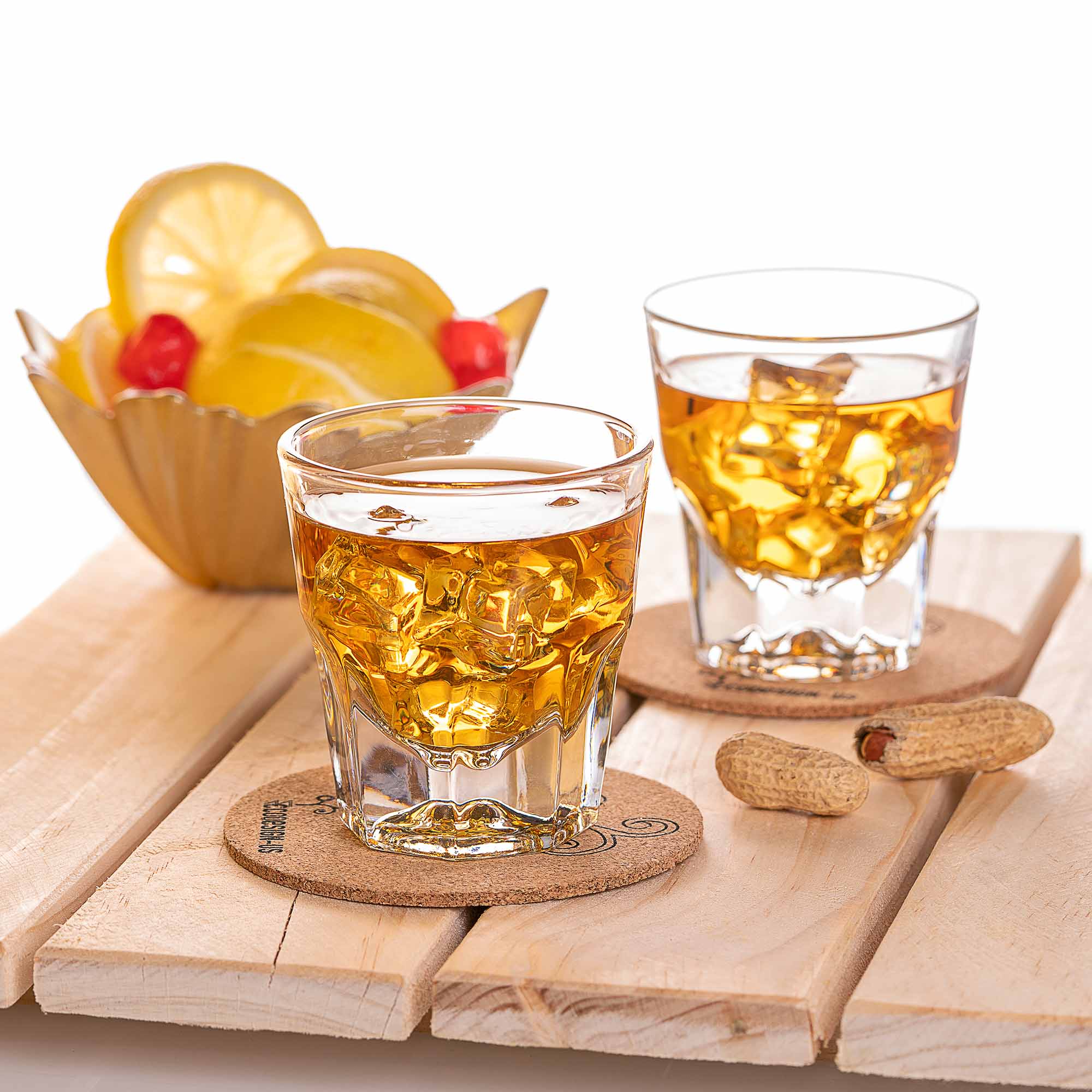 Set of Two Libbey Duratuff Cortado Glasses | Gibraltar Rocks Glass 4.5 OZ  ~Paper Coasters Included~