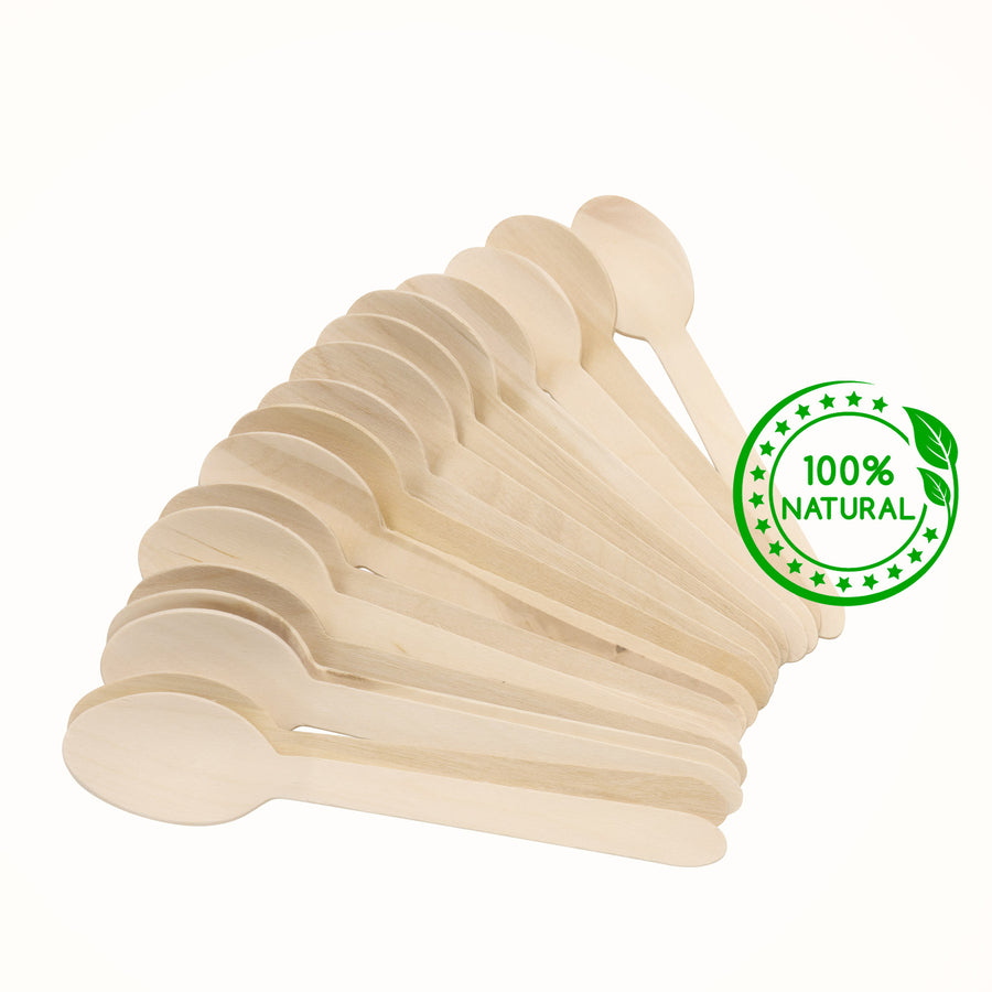 6.3” Wooden spoons - 1000 count - Disposable - Eco Friendly - Compostable - Biodegradable