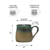 Pottery Coffee Mug 16 oz - Ceramic Tea Cup - Soup Mug with Handle - 1 PCS (Blue to Tan)
